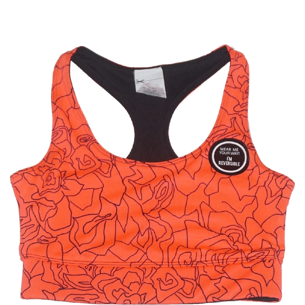 Energie Juniors Reversible Sports Bra Sketchy Floral Caviar Xsmall